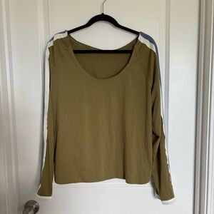 SHEIN Green Long Sleeve Off the Shoulder Shirt